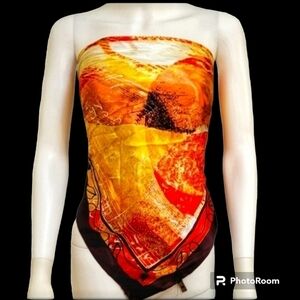 Vtg G Studio Jolin J-Top Satin Scarf Top